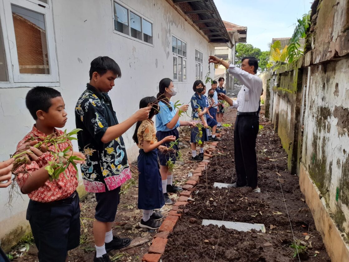 Tingkatkan Ketahanan Pangan Siswa Tanam Ubi Rambat Di Lahan Kosong